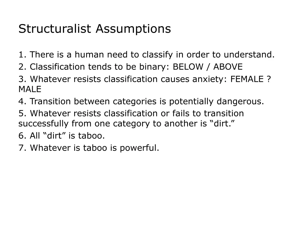 structuralist assumptions 1