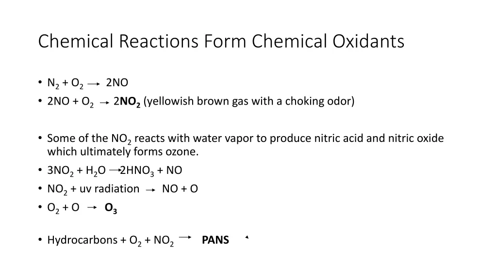 chemical reactions form chemical oxidants