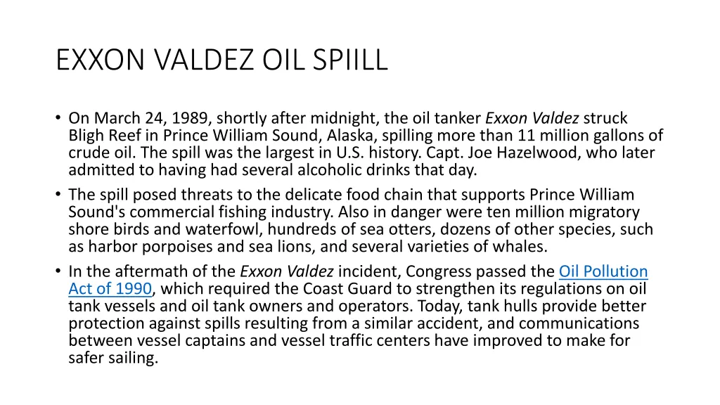 exxon valdez oil spiill