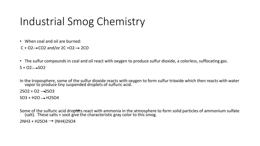 industrial smog chemistry