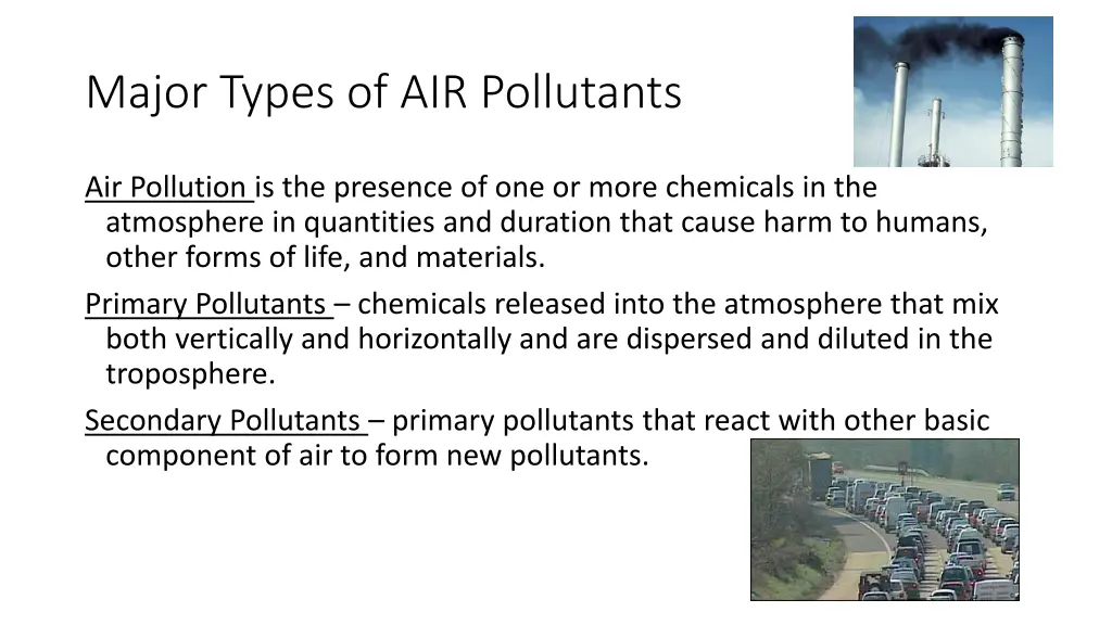 major types of air pollutants