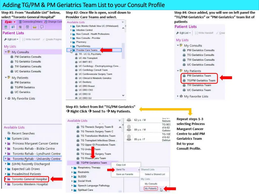 adding tg pm pm geriatrics team list to your