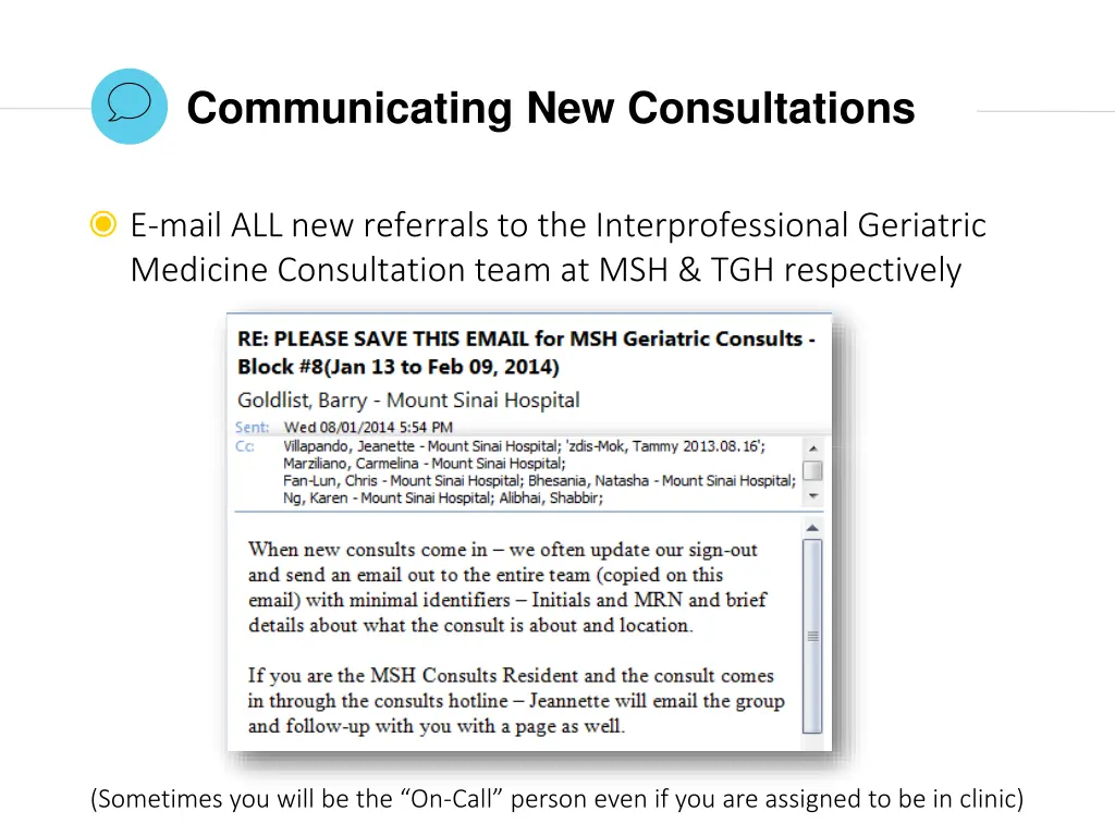 communicating new consultations