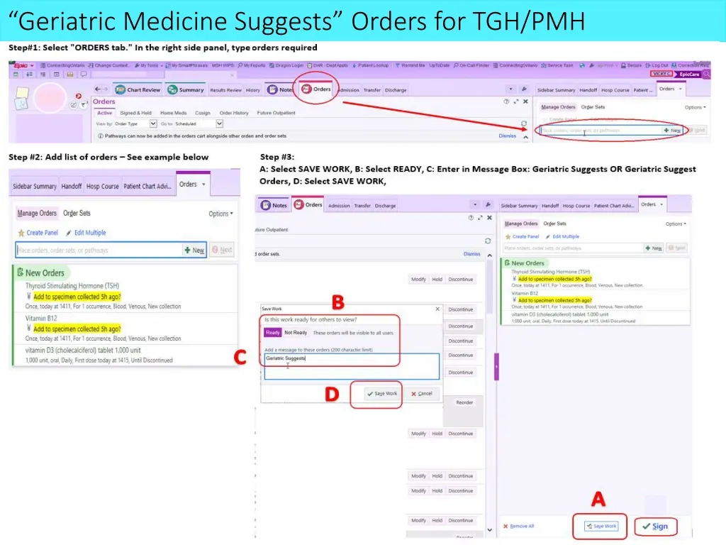 geriatric medicine suggests orders for tgh pmh