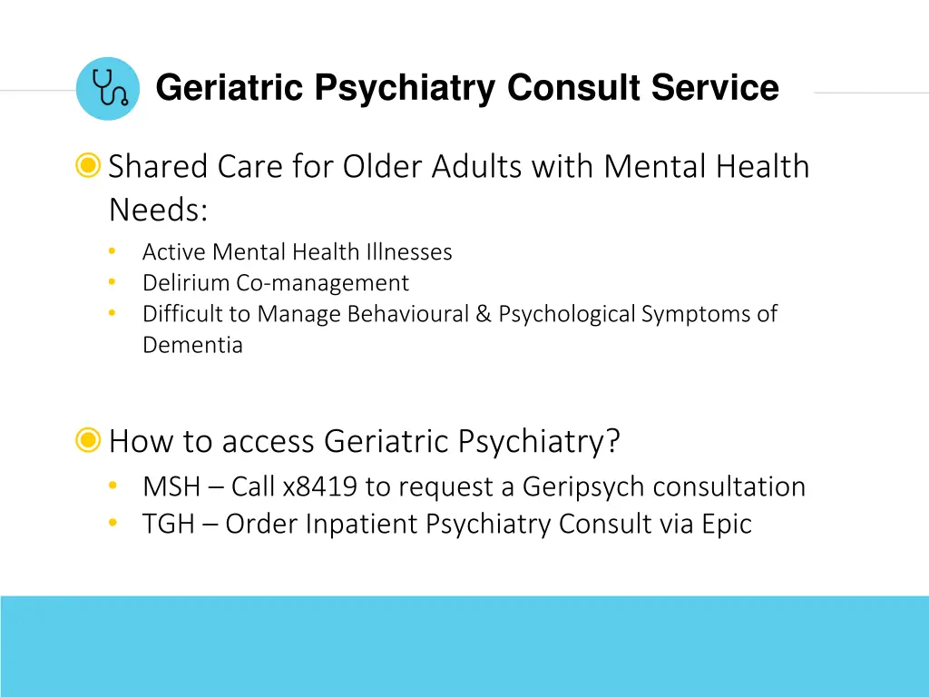 geriatric psychiatry consult service