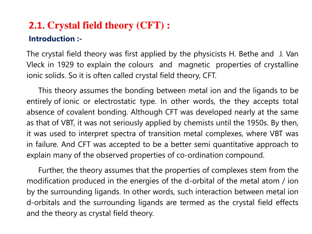 2 1 crystal field theory cft introduction