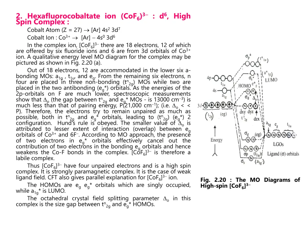 2 hexafluorocobaltate ion cof 6 3 d 6 high spin