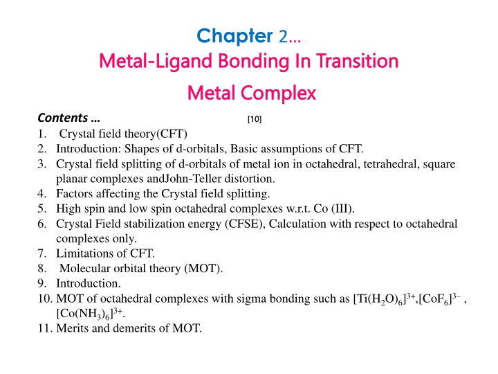 chapter 2 ligand bonding in transition metal