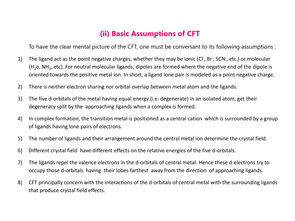 ii basic assumptions of cft