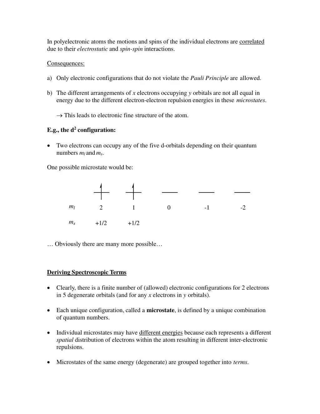 in polyelectronic atoms the motions and spins