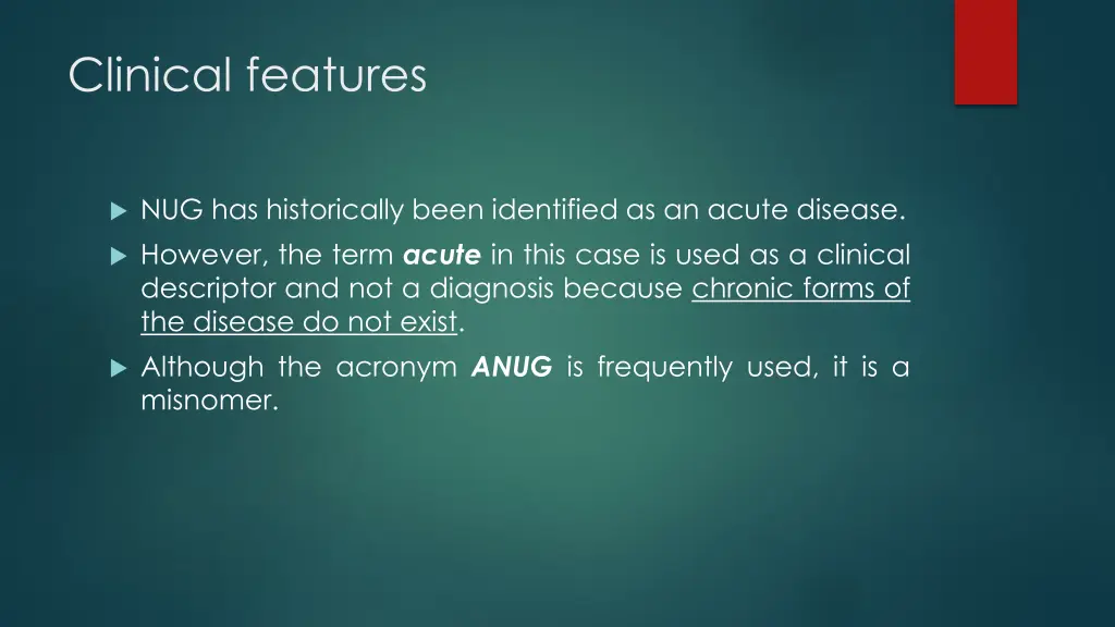 clinical features