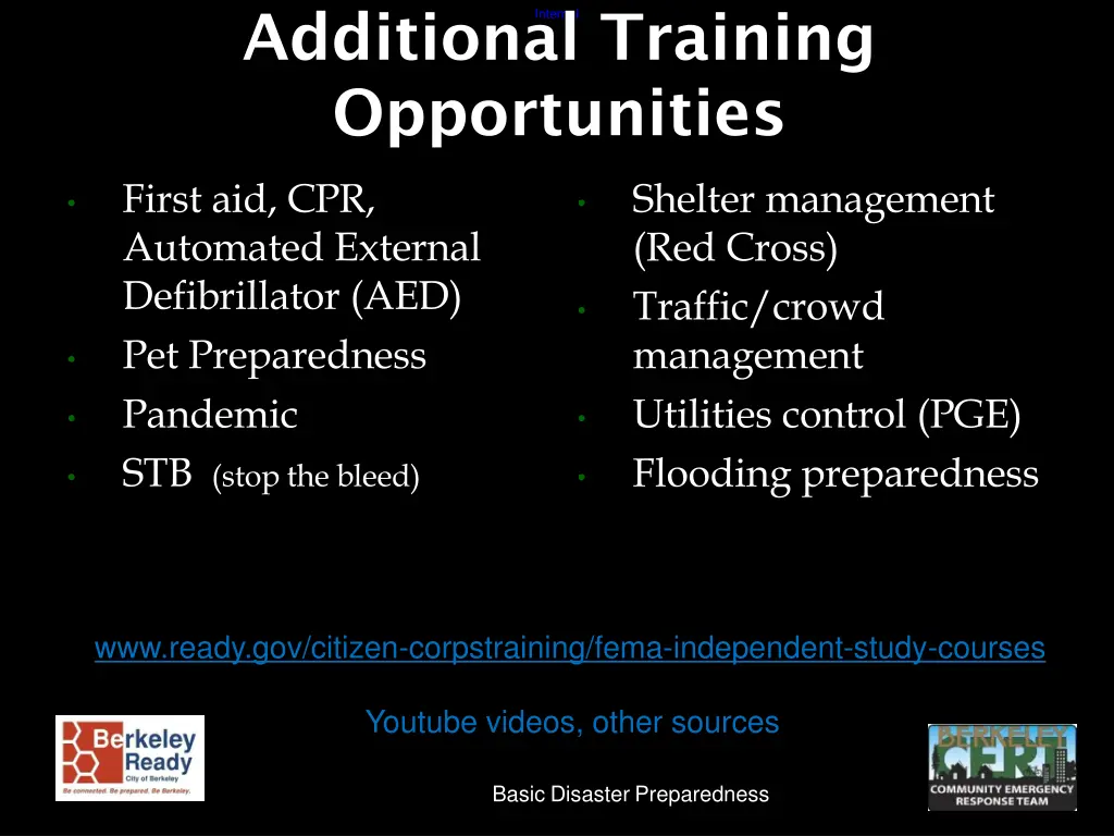 additional training opportunities