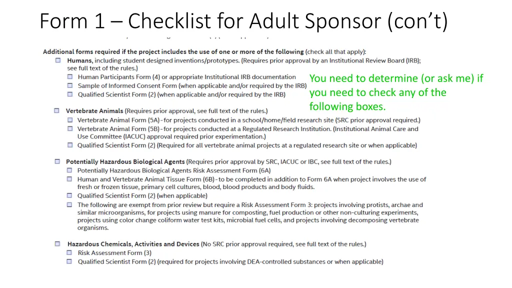 form 1 checklist for adult sponsor con t