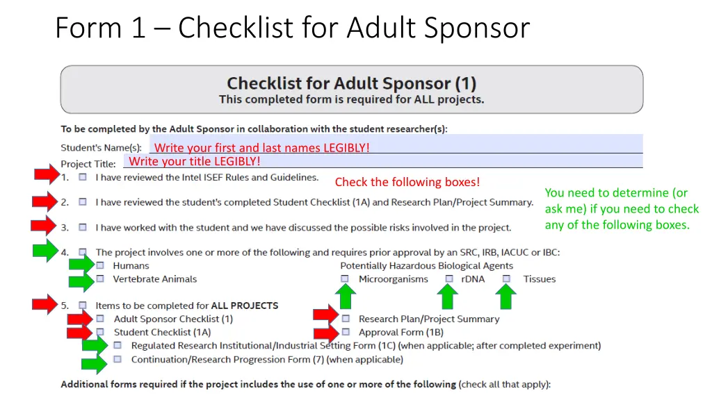 form 1 checklist for adult sponsor