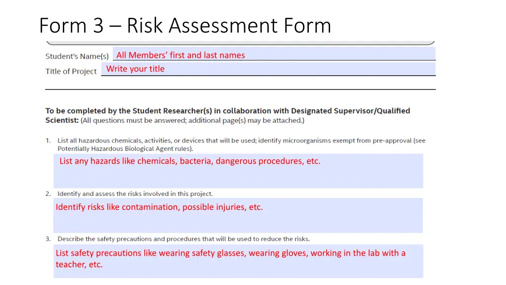 form 3 risk assessment form