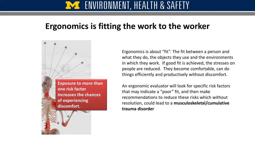 ergonomics is fitting the work to the worker