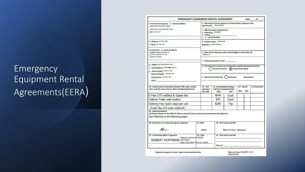 emergency equipment rental agreements eera