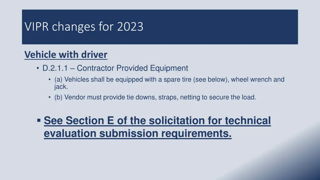 vipr changes for 2023 3