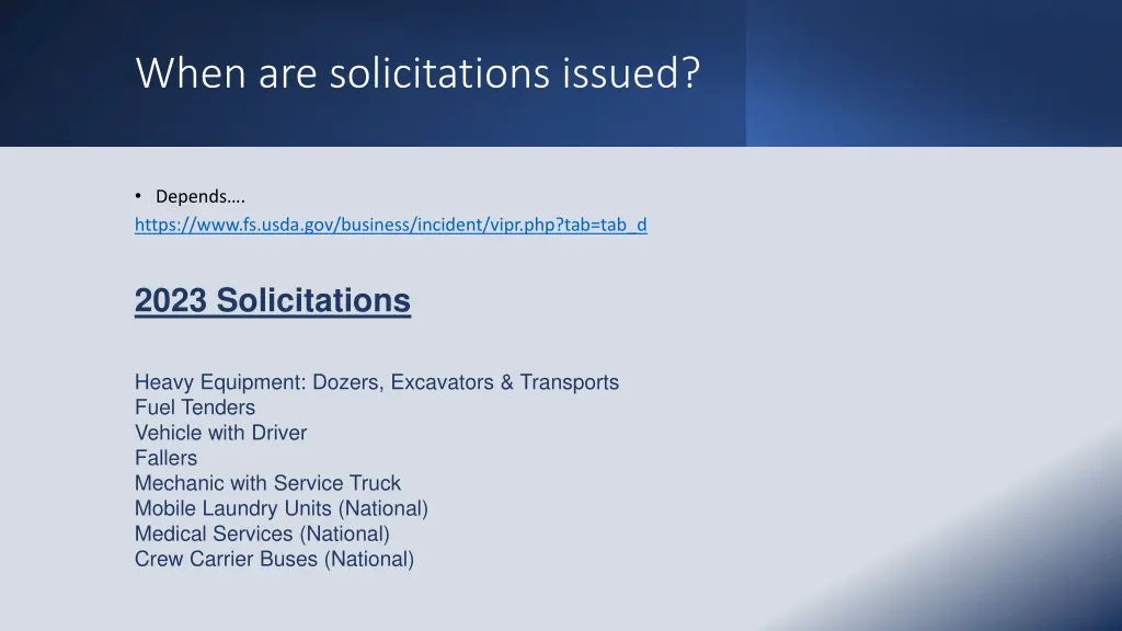 when are solicitations issued