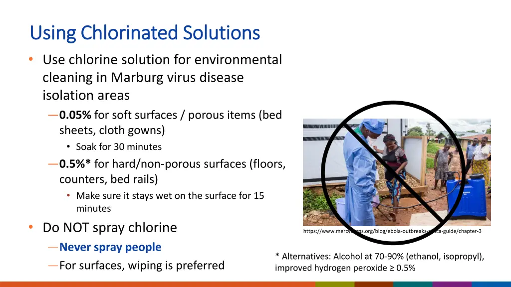 using chlorinated solutions using chlorinated