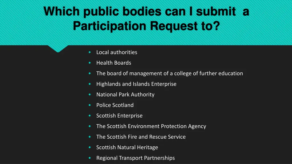 which public bodies can i submit a participation