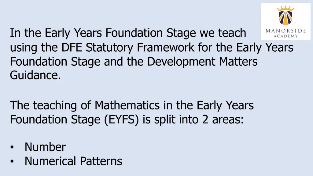 in the early years foundation stage we teach