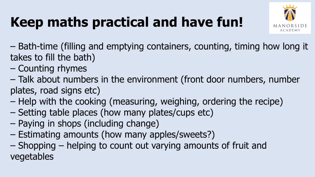 keep maths practical and have fun