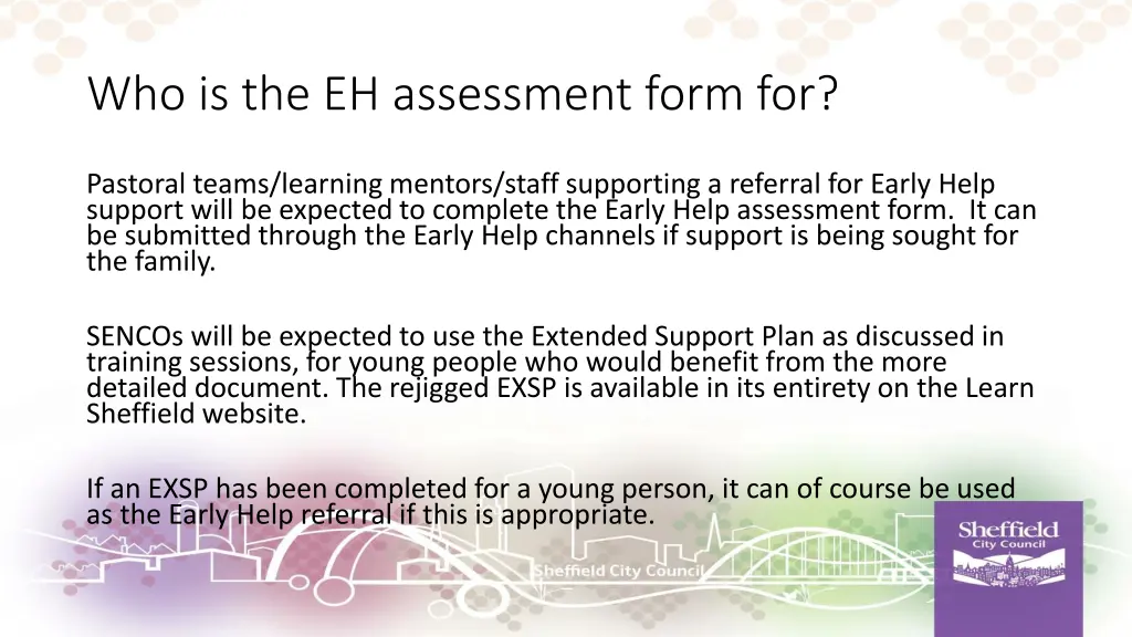 who is the eh assessment form for