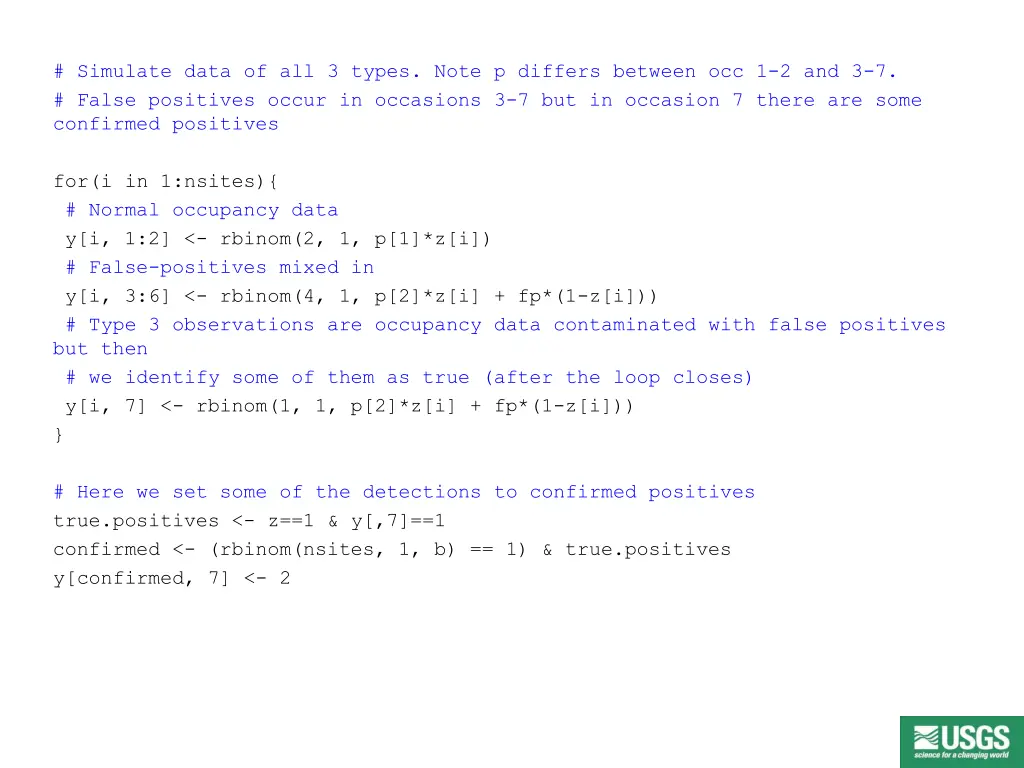 simulate data of all 3 types note p differs