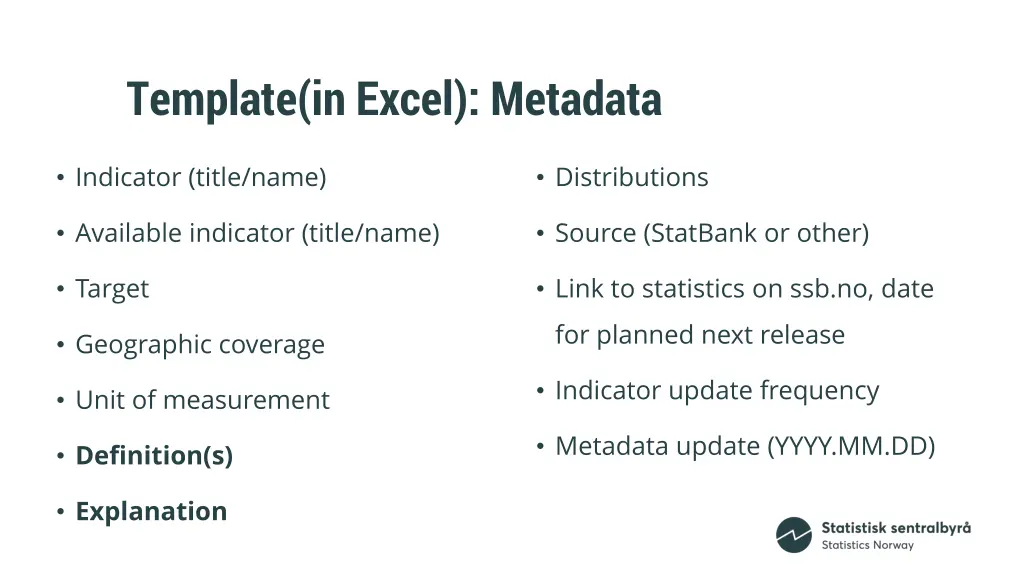 template in excel metadata