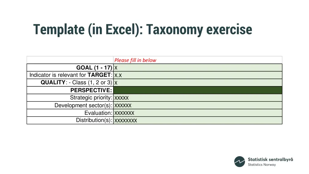 template in excel taxonomy exercise 1