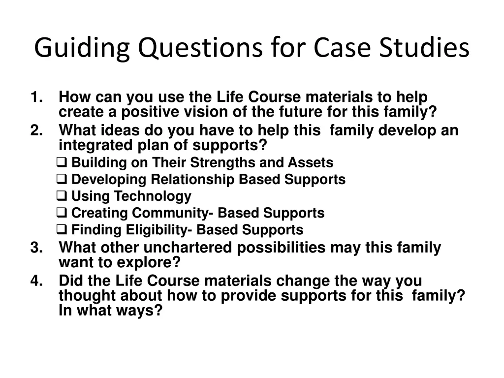 guiding questions for case studies