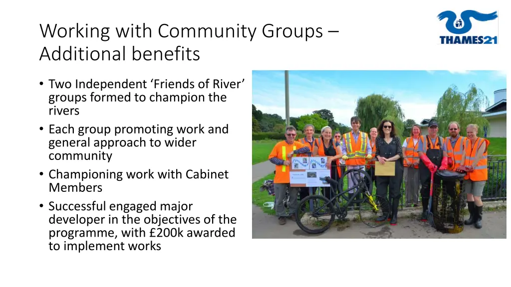 working with community groups additional benefits