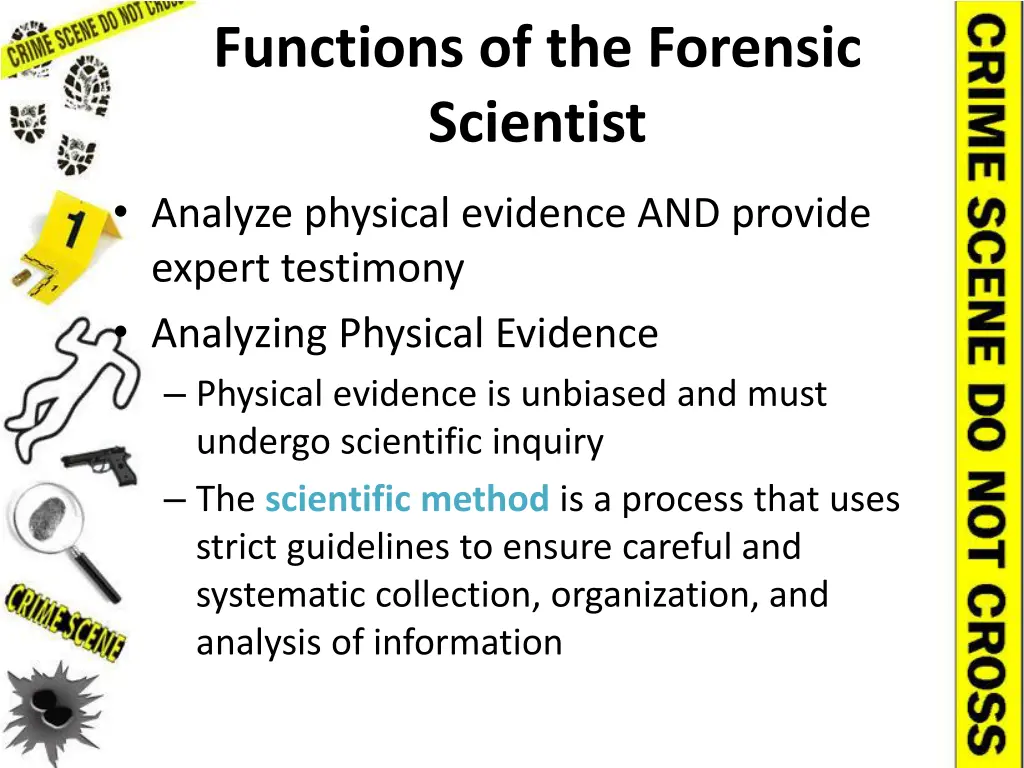 functions of the forensic scientist