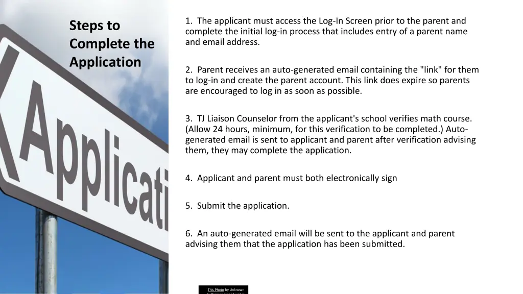 1 the applicant must access the log in screen