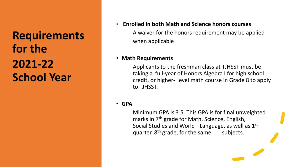 enrolled in both math and science honors courses