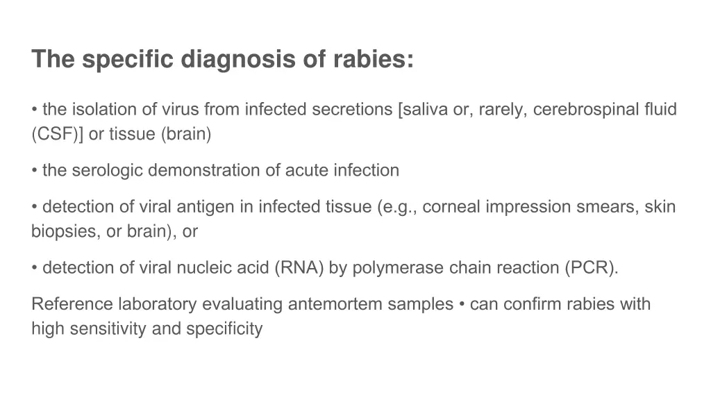 the specific diagnosis of rabies