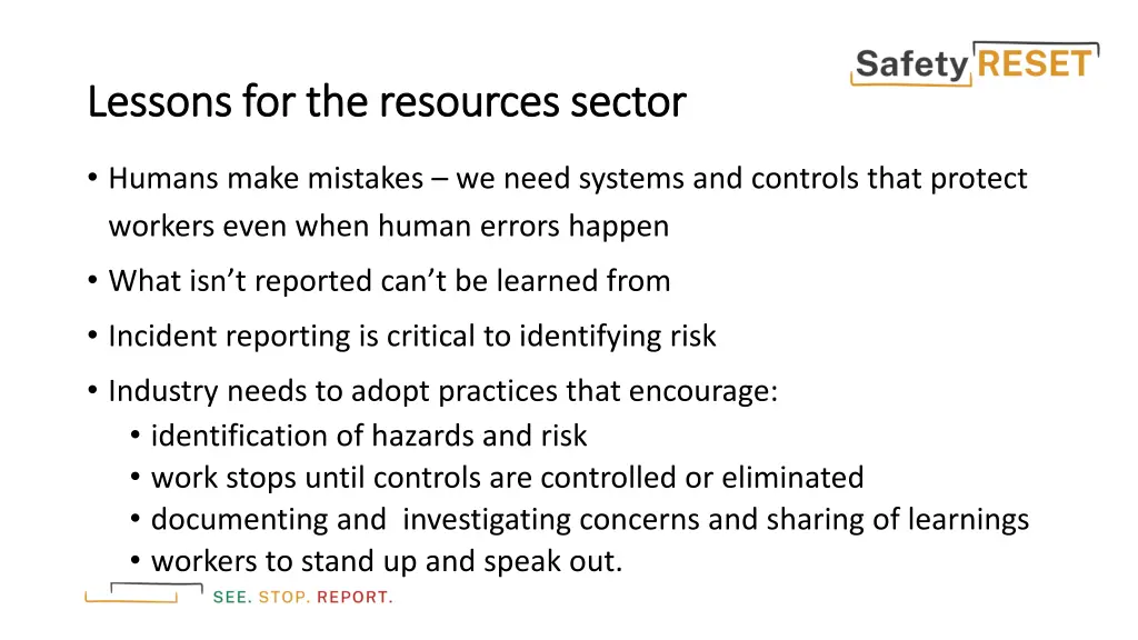 lessons for the resources sector lessons