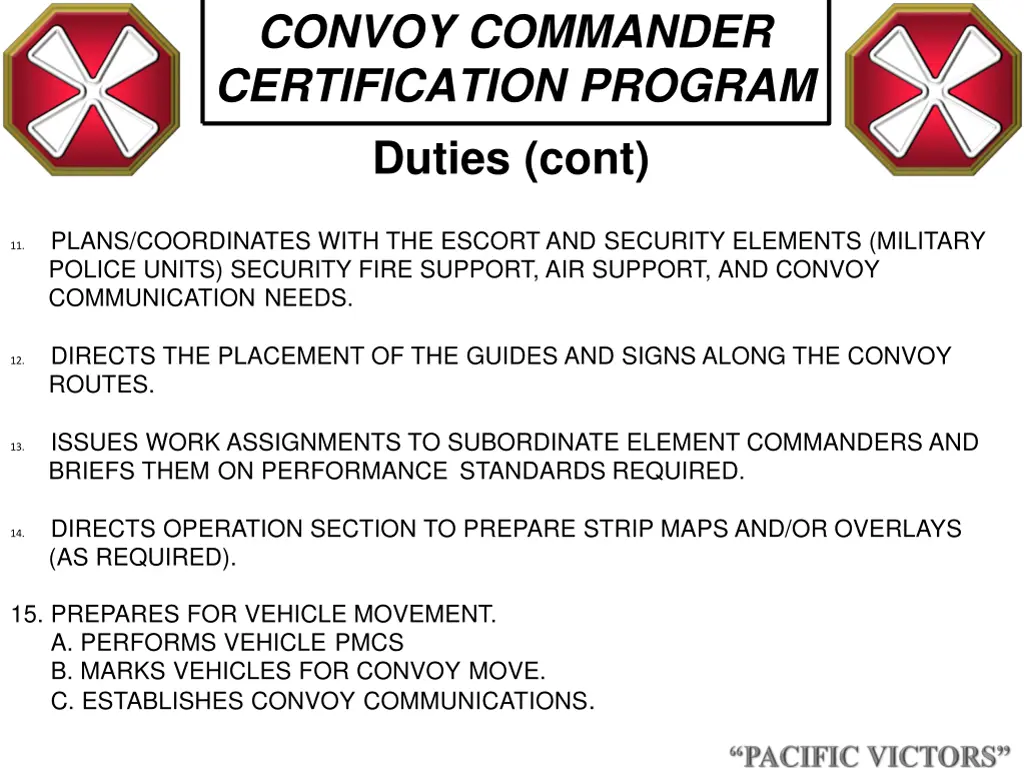 convoy commander certification program duties cont 1