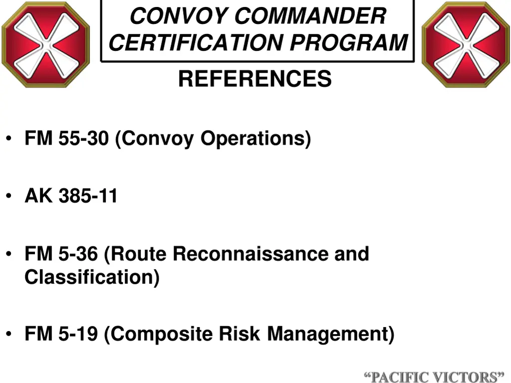 convoy commander certification program references