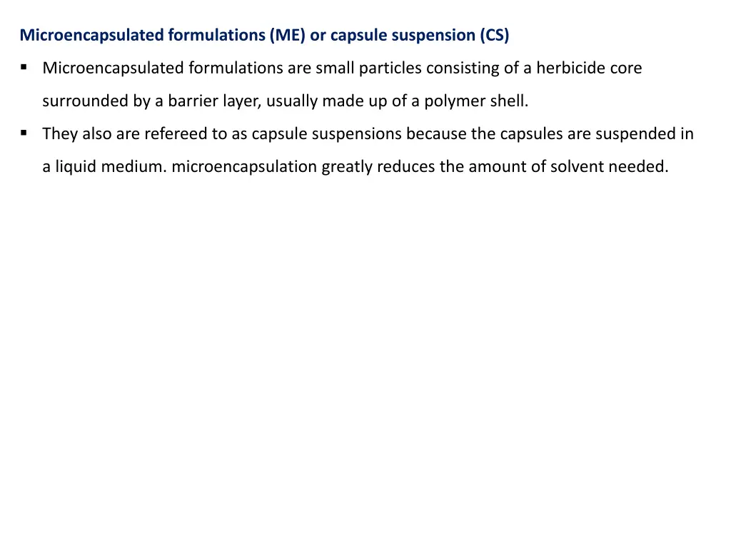 microencapsulated formulations me or capsule