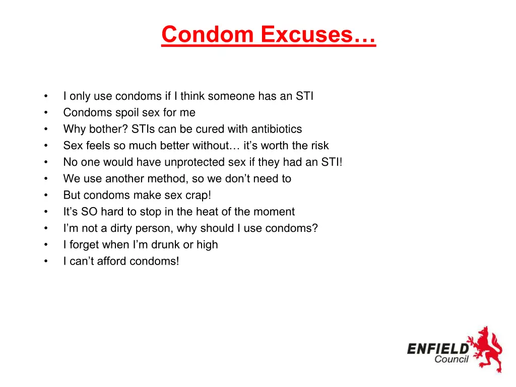 condom excuses