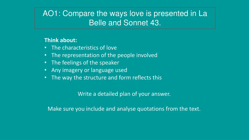 ao1 compare the ways love is presented