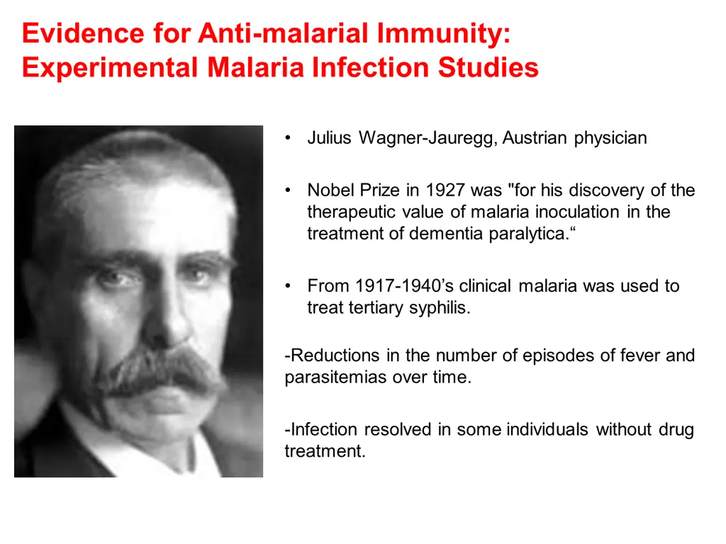 evidence for anti malarial immunity experimental
