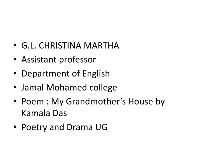 g l christina martha assistant professor