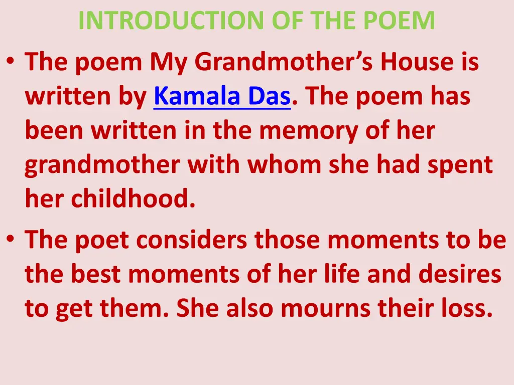 introduction of the poem the poem my grandmother