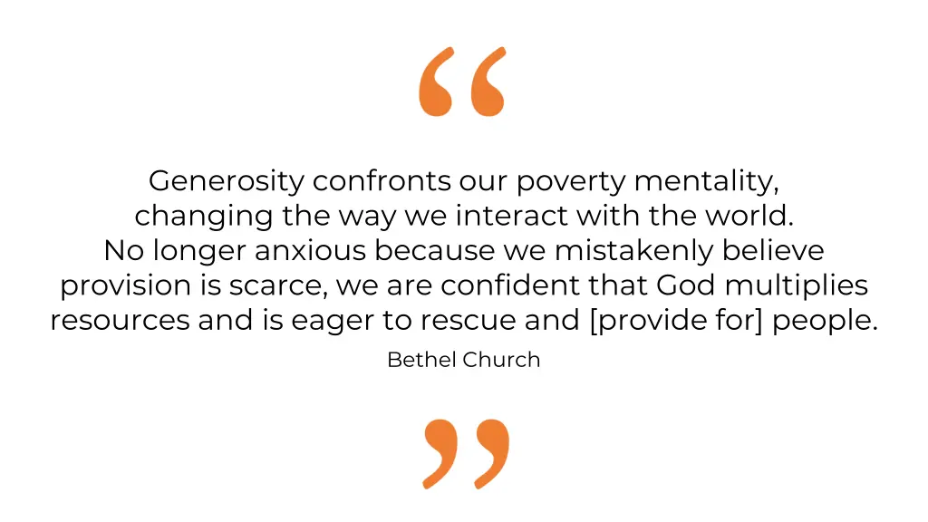 generosity confronts our poverty mentality