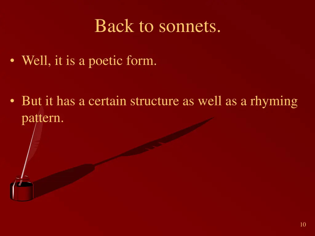 back to sonnets