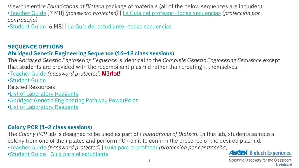 view the entire foundations of biotech package