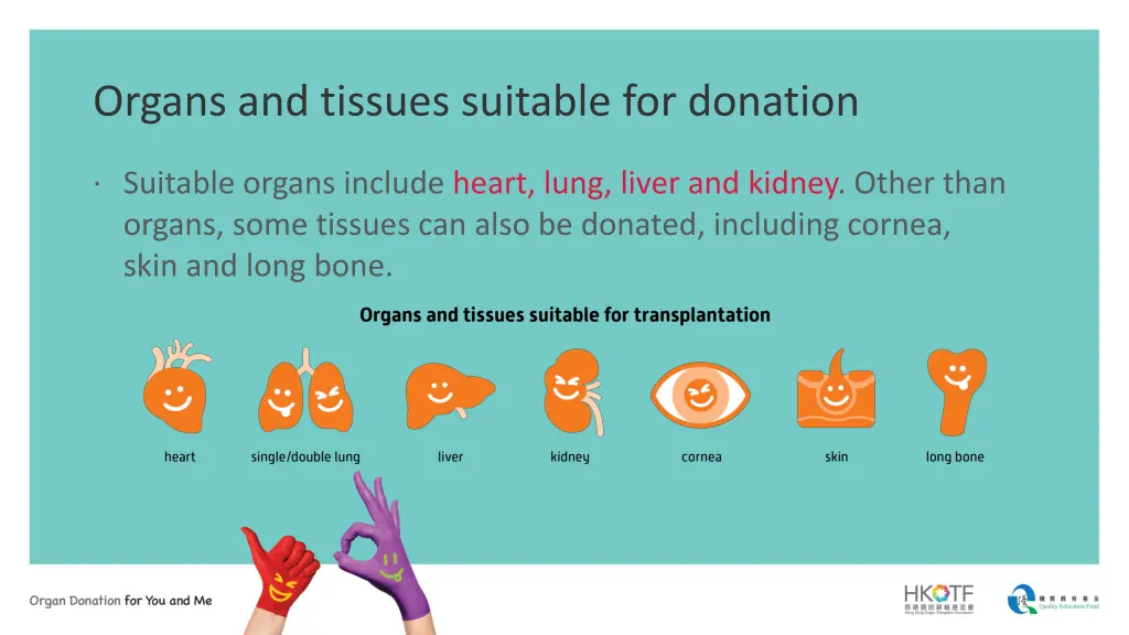 organs and tissues suitable for donation